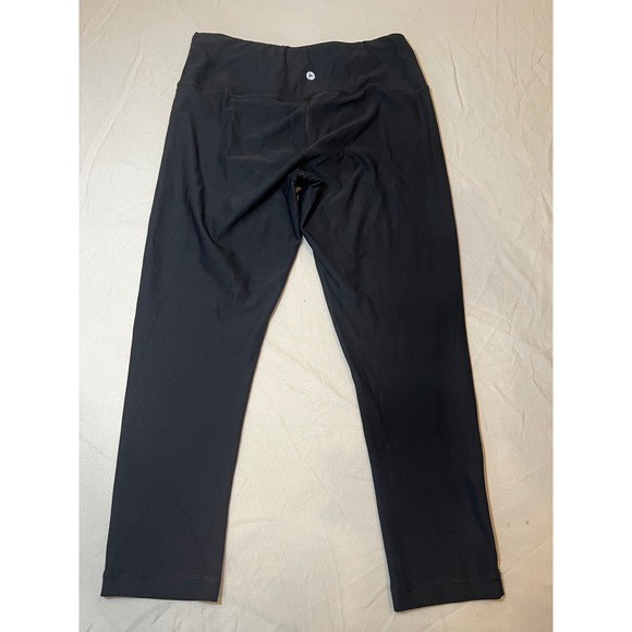 90 Degree By Reflex Women's Small Black Crop Leggings Athletic White Stripe - Picture 2 of 6